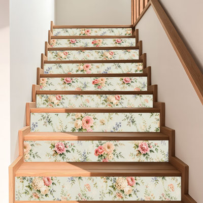 Peel and Stick Wallpaper Contact Paper Vintage Floral Pink Blue Roses Cream Self Adhesive and Removable 17.7in x 118in(45x300cm)