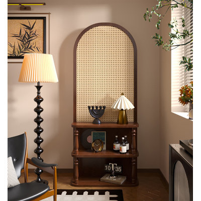 Paravent en pin et rotin de style Mid-Century pour le salon