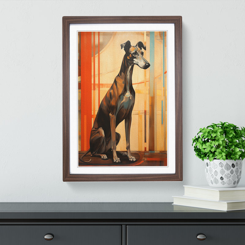 Greyhound Art Deco No.3 - Framed Print