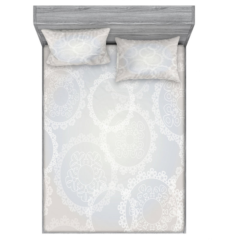 Microfiber Damask Sheet Set, Queen Sheet Set with Fitted Sheet