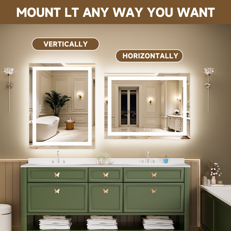 Miroir de salle de bain Ivy Bronx, 32 po x 24 po