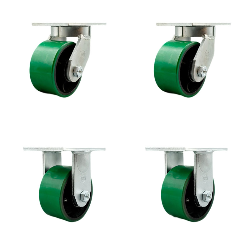 Ensemble de roulettes robustes en poly 4 pièces 4 pièces, Vert