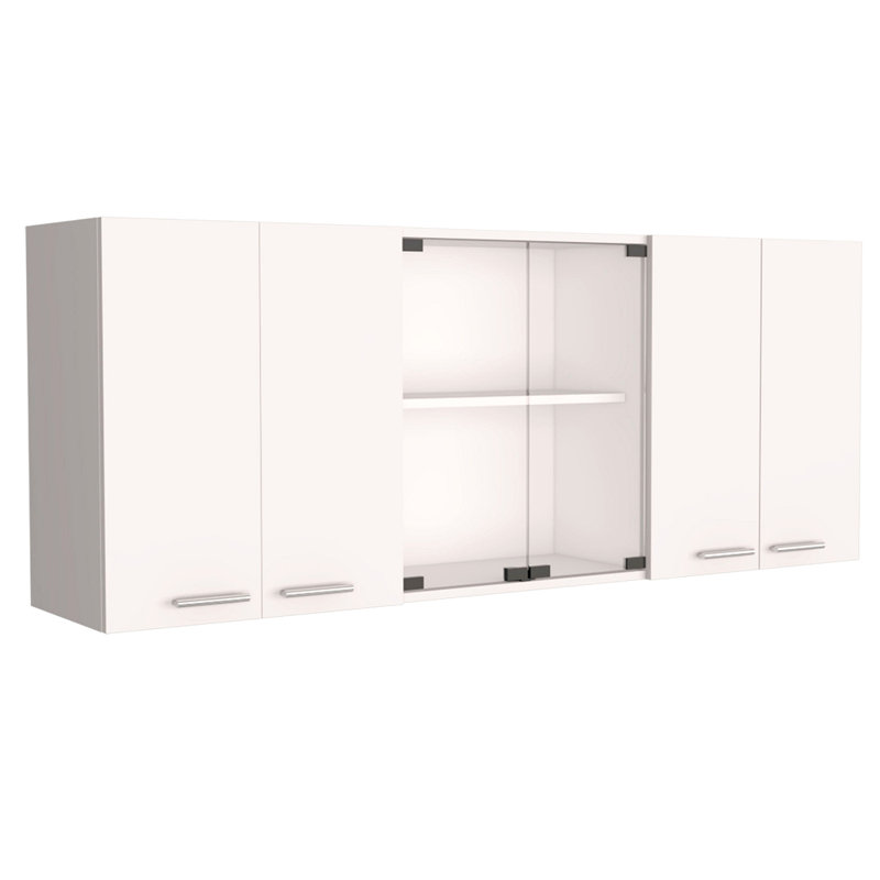 2 Piece Kitchen Set, Kitchen Island Cart + 150 Wall Cabinet Glass