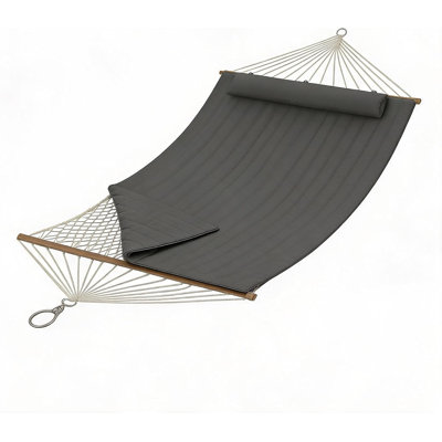 12FT Quilted Fabric Hammock for 2 with Detachable Pillow | Heavy Duty 450lb Capacity, Spreader Bar & Comfort Lounging for Garden & Patio
