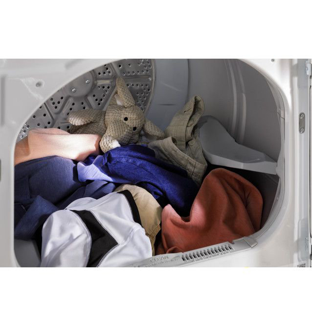 GE Appliances 7.4 Cu. Ft. Natural Gas Dryer Sensor Dry Reversible Door in White