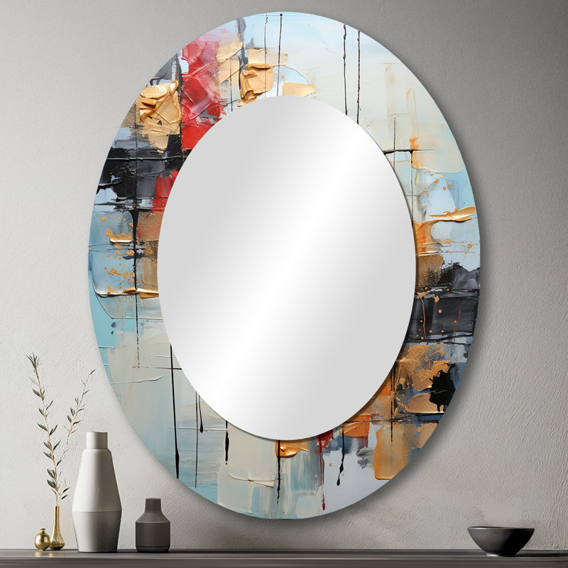 Collage Serenade II - Miroir mural moderne ovale, 43 po x 33 po