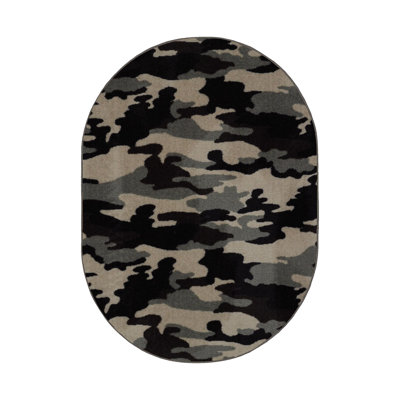 Tapis noir / beige à imprimé animal