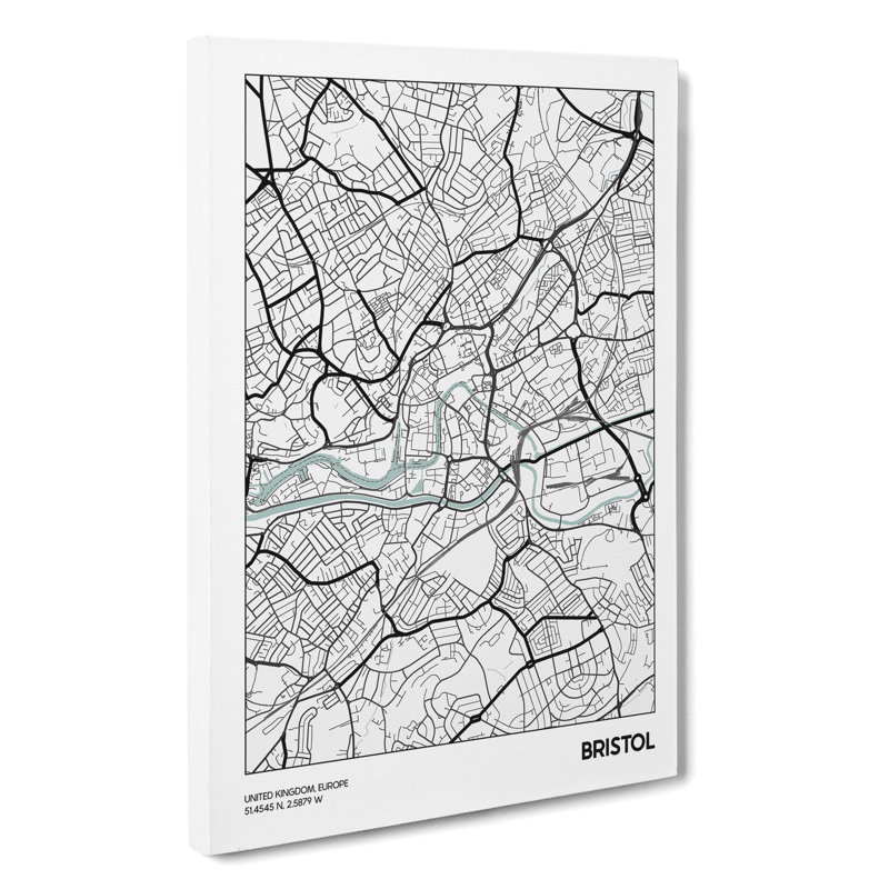 Map Bristol UK - Wrapped Canvas, 60cm H x 40cm W x 3cm D