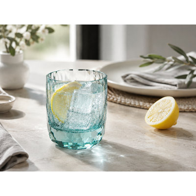 8 oz Verre bleu à facettes en verre