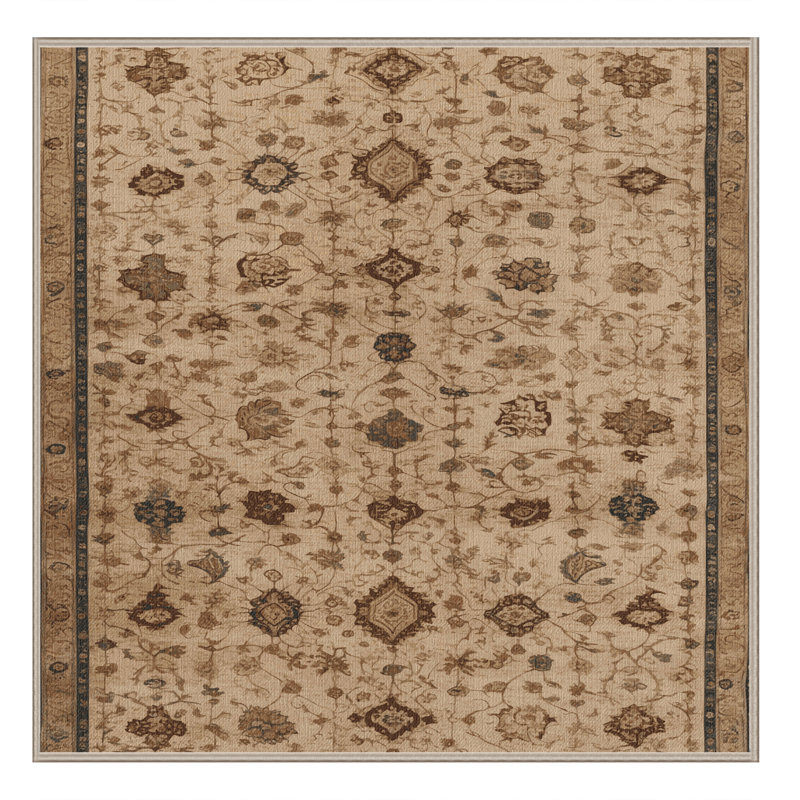 Machine Washable Persian Brown Area Rug, Square 7'