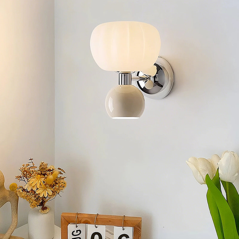 Lampe murale créative en forme de citrouille, Blanc