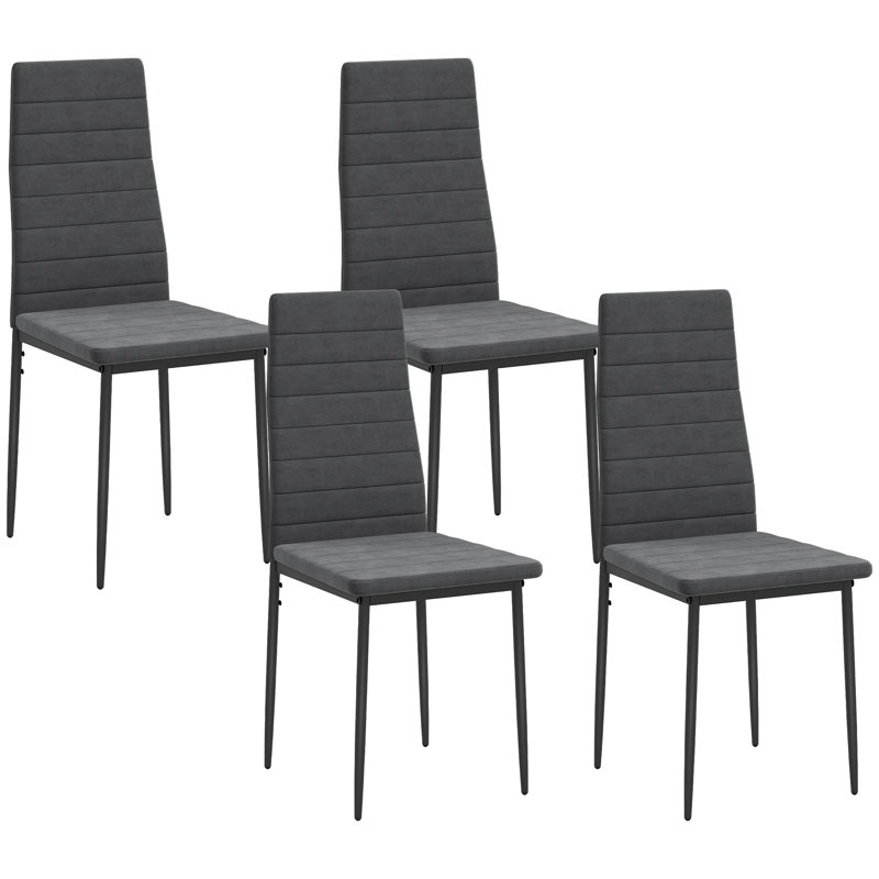Ensemble de 4 chaises de salle à manger rembourrées, dossier, Gris