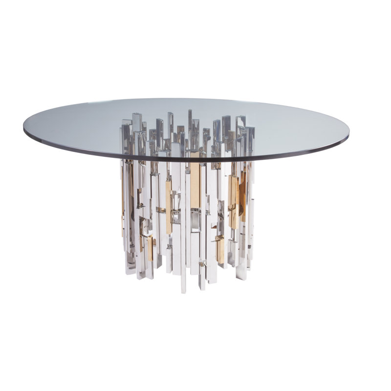 Cityscape 60" Round Glass Top Dining Table in Silver