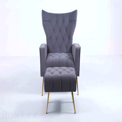 Chaise d'appoint rembourrée avec capitonnage pour coussins de salon confortables et repose-pieds
