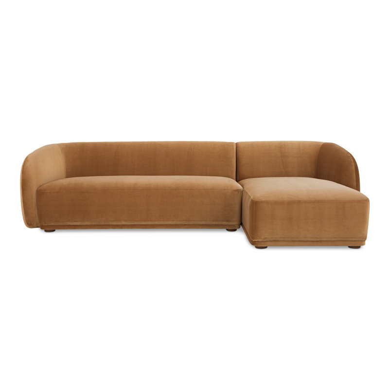 Faye 2 - Piece Chaise Sectional, Camel Faux Mohair, Right Hand Facing