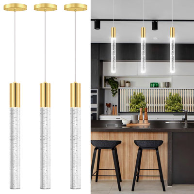 Paquet de 3 luminaires suspendus à DEL à intensité variable pour îlot de cuisine