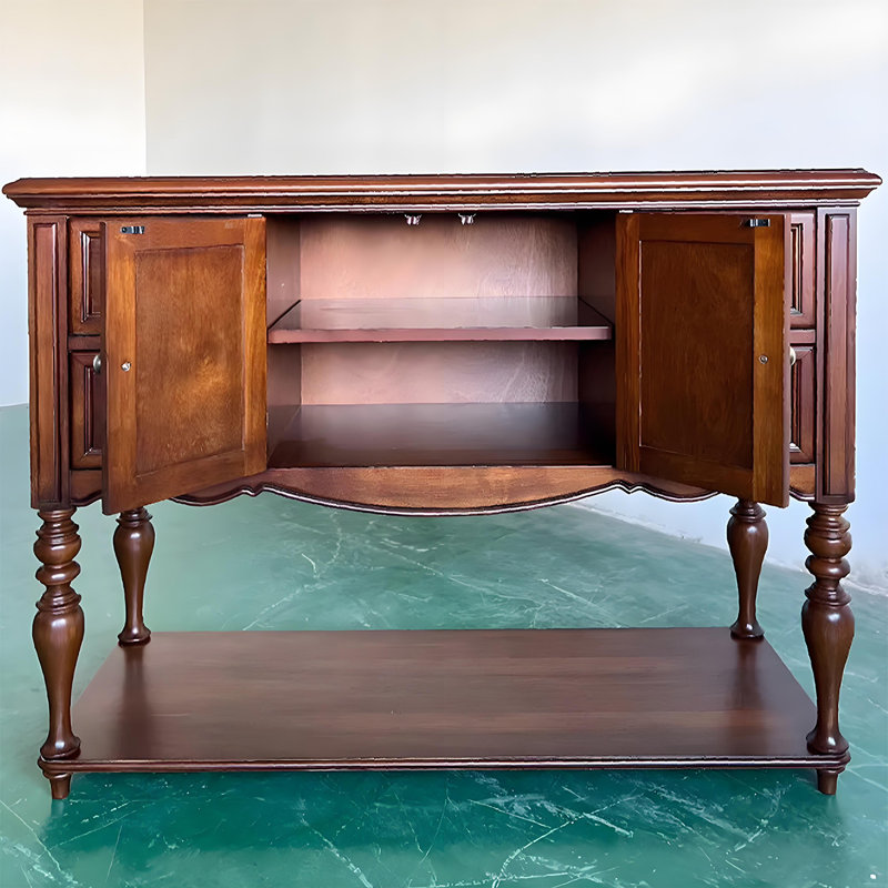 Table d'entrée de 47,24 po de style américain avec rangement rectangulaire en bois massif brun