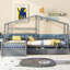 Lit plateforme simple avec trois tiroirs de rangement sous le lit, gris-1050463131