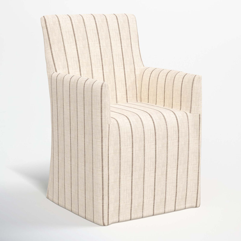 Silvia 20'' H Cotton Upholstered Armchair, Fritz Charcoal Stripe