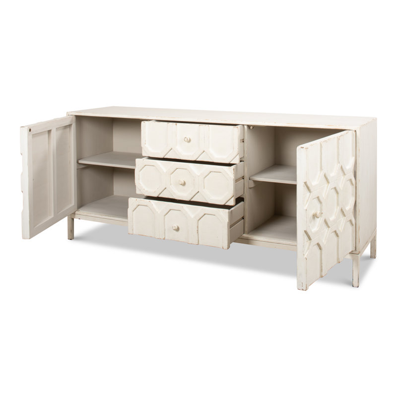 Becket 74'' W Solid Wood Sideboard, Antique White