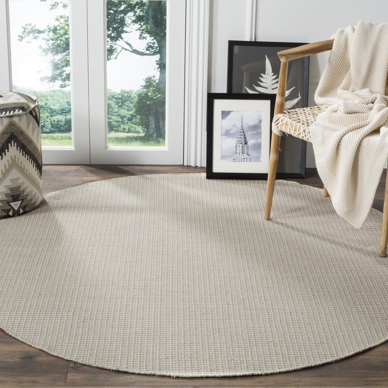Cayman Hand Woven Cotton Geometric Rug, Round 6'