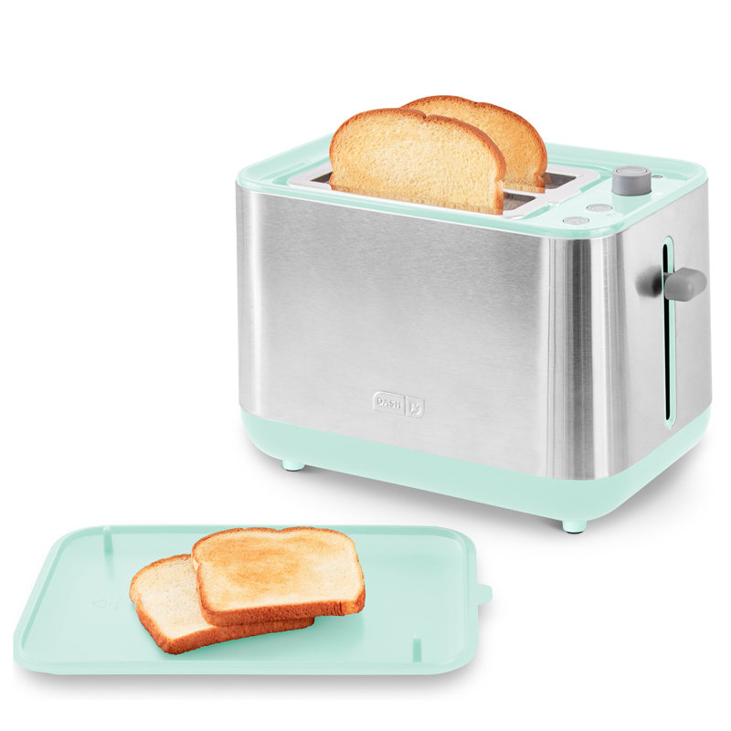 Polished Stainless Steel 2-Slice Toaster with Wide Slot