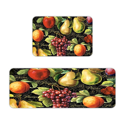 Ensemble de 2 tapis de cuisine à motif de fruits rétro pour balcon de cuisine
