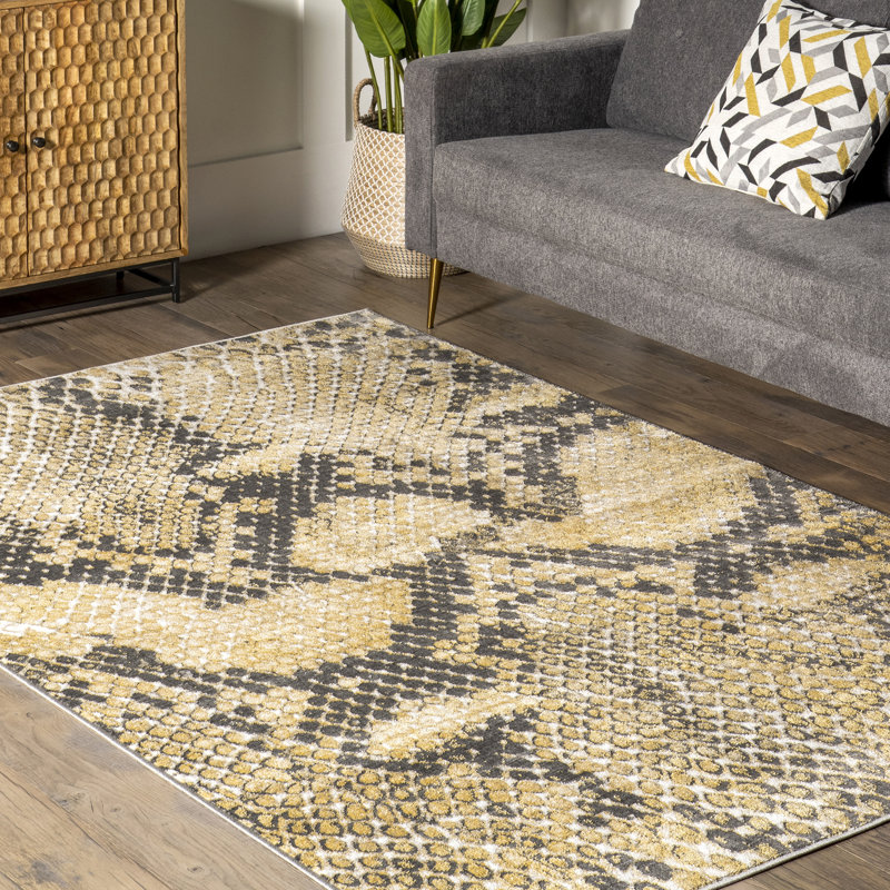 Mariusz Modern Snake Print Area Rug, Rectangle 5'5" x 8'