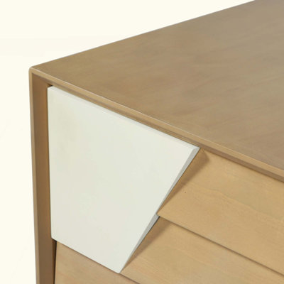 Table de chevet moderne à 2 tiroirs avec motif géométrique bicolore, table de chevet de style japonais avec patchwork en angle, table de bout pour chambre à coucher, salon, pieds fuselés massifs