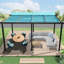 Pergola rétractable d'extérieur 11 x 16 pi avec auvent - Bleu lac. Cadre en aluminium durable. Toile en tissu. Pare-soleil réglable. Assemblage facile en 3 heures. Multi piscine, cour, pelouse.