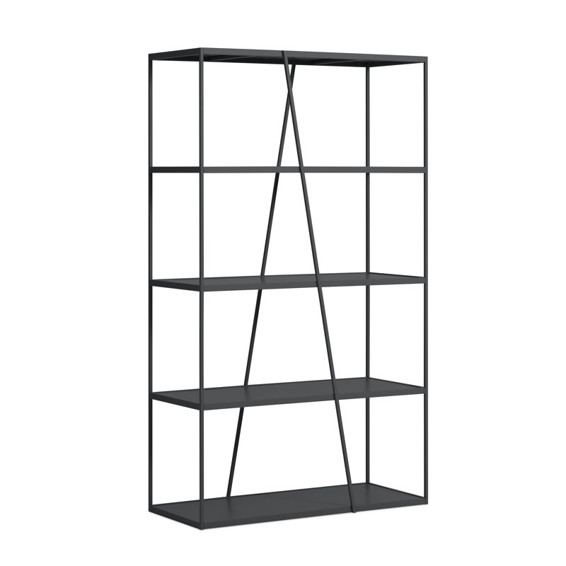 NeedWant Etagere Bookcase, Oblivion, (4 Shelves) 73" H x 42" W x 19" D