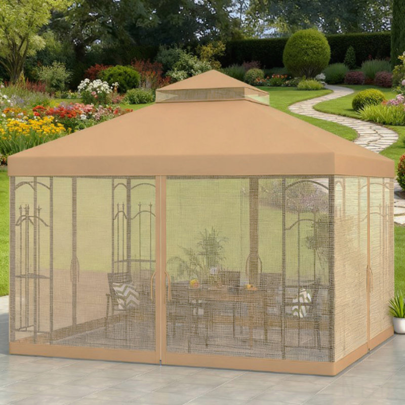 Gazebo, moustiquaire pour l'extérieur avec tablettes d'angle
