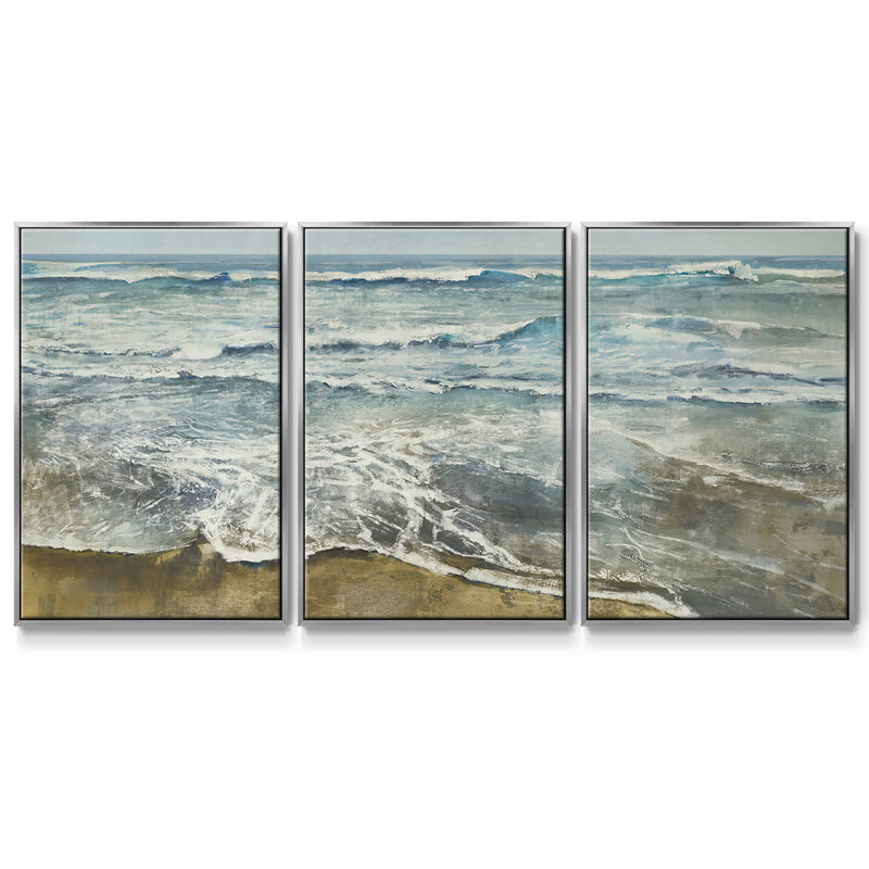 BEACHCOMBING - Toile encadrée multi-pièces, H 36 po x l 75 po x P 2 po, Argenté