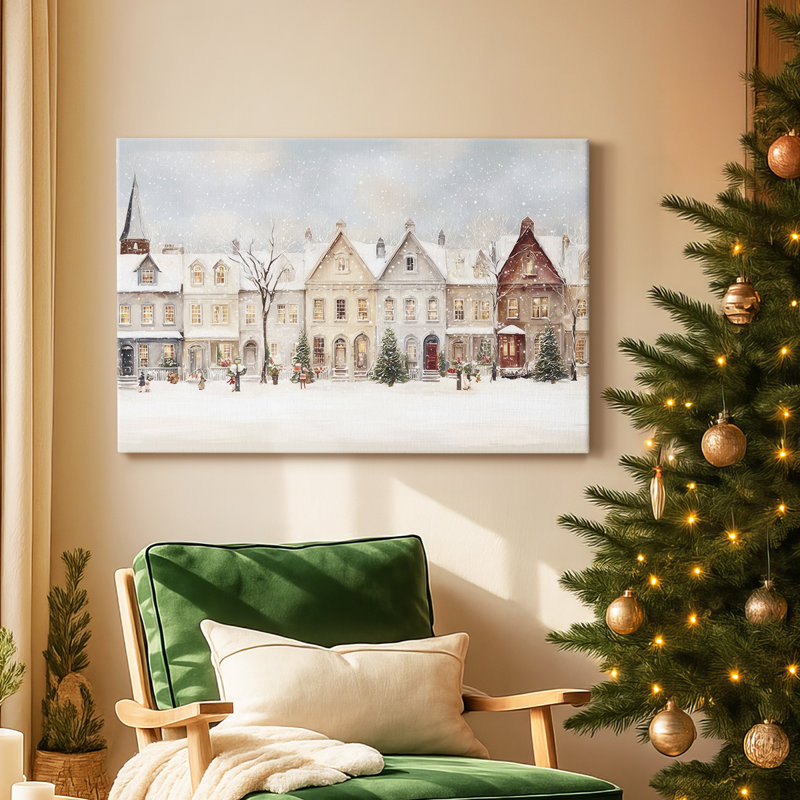 Neige blanche de nuit - Toile tendue avec châssis de qualité supérieure, H 18 po x l 12 po