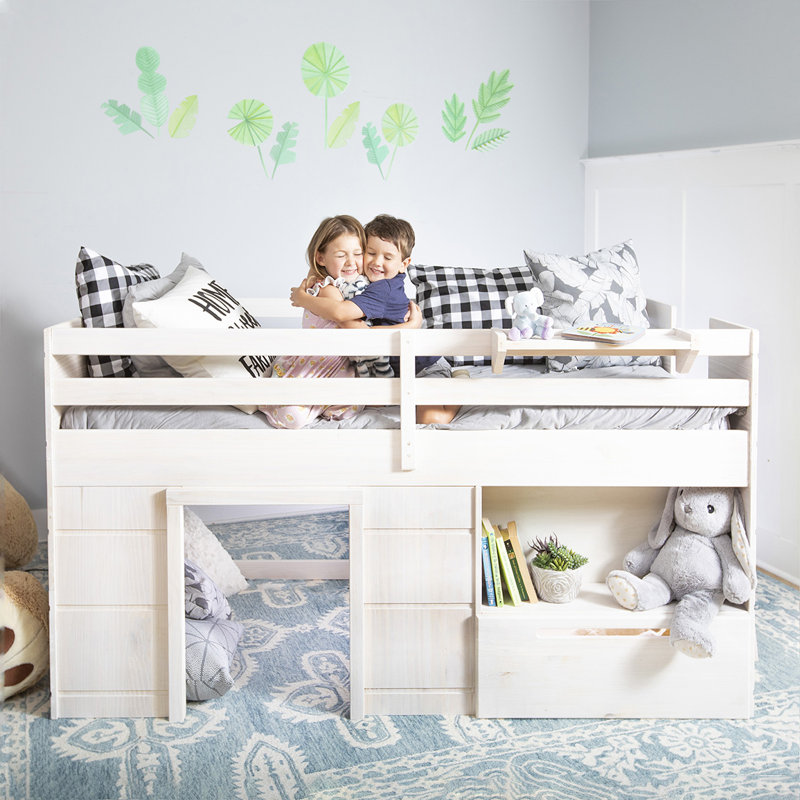 Purdy Hill Twin Low Loft Bed with Shelves | Harriet Bee