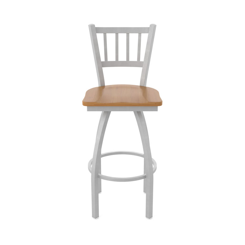 Comptoir, bar et tabouret très grand Contessa, Nickel anodisé, Érable moyen