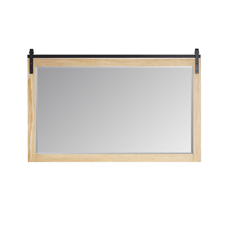 Miroir de salle de bain mural Karamfila, 39,4 po x 60 po, Pin patiné