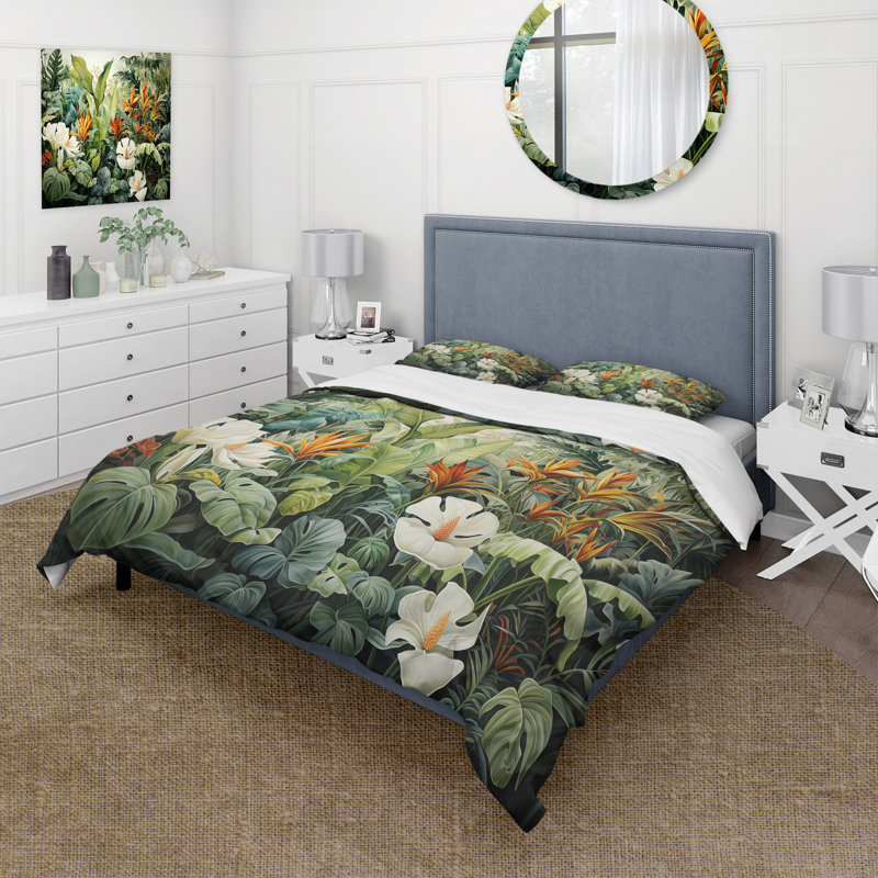 Ensemble de housse de couette White Contemporary Botany Jungle Wonders - Plants