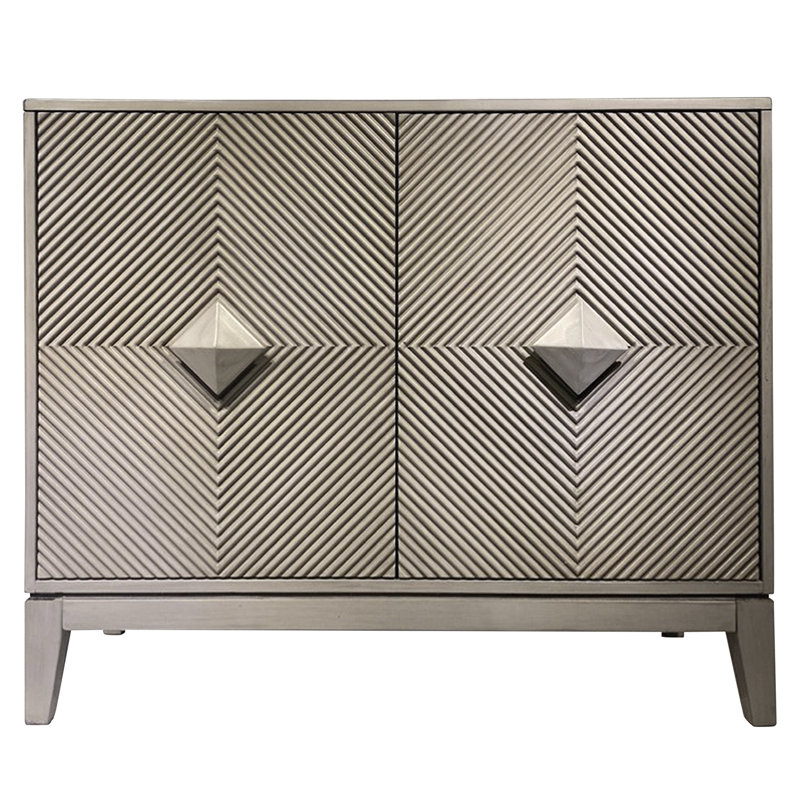 Armoire à poignées losanges à deux portes - Finition gris tourterelle