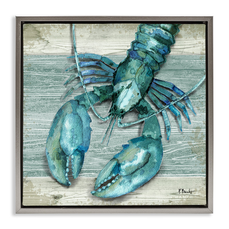 Northife Lobster Sealife rustique, Cadre flottant gris lustré, H 18 po x l 18 po