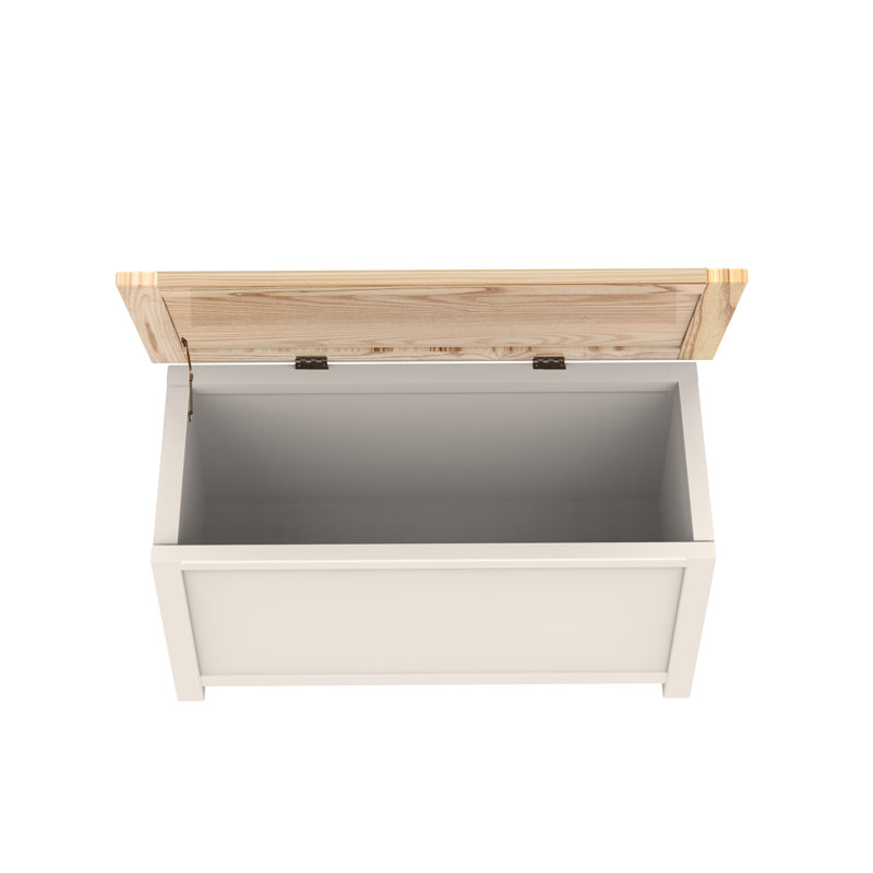 Wood Flip Top Storage Bench, Ivory with Waxed Top