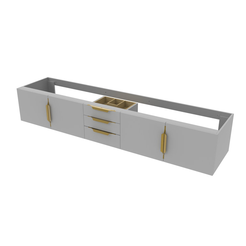  Base de meuble-lavabo double 84 po Alpine, Gris/doré