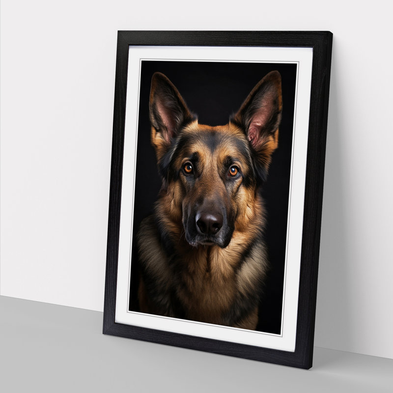 German Shepherd Classicism - Framed Print, Black Framed, 46cm H x 34cm W