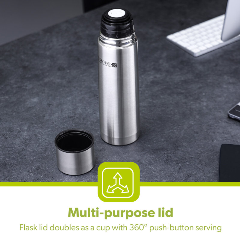 Royalford Stainless Steel Vacuum Water Bottle, 9cm H x 9cm W x 9cm D