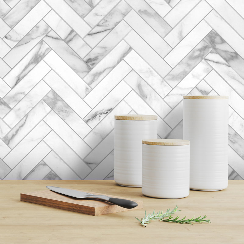 Carrelage mosaïque 12,4 "x 13", Marbre de Carrare blanc