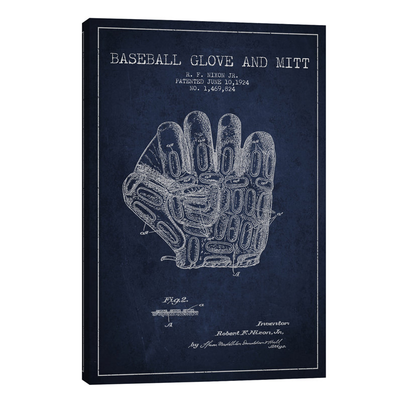 Baseball Glove Patent by Aged Pixel - Wrapped Canvas Print, 66.04 cm H x 45.72 cm W x 1.91 cm D