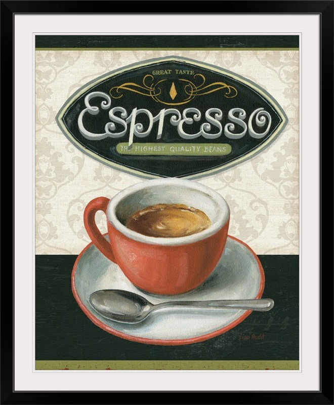 « iii » par lisa audit Coffee Moment, H 28 po x l 24 po x P 1 po, Cadre noir