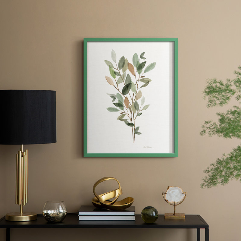Leafy Botanical II Framed Print - Solid Wood, 15" H x 12" W, Green