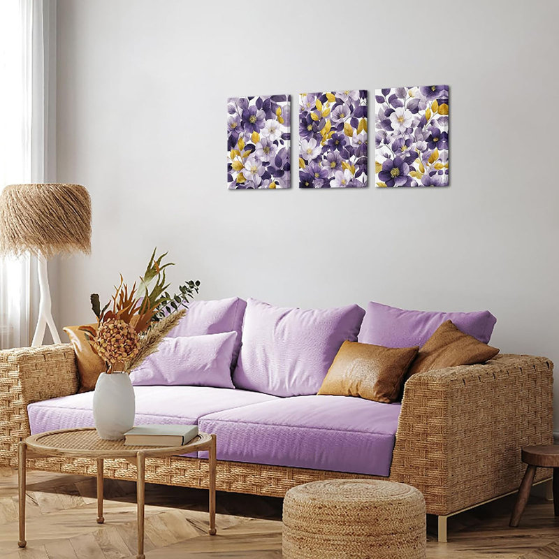 3 Piece Wrapped Canvas Print, Blue