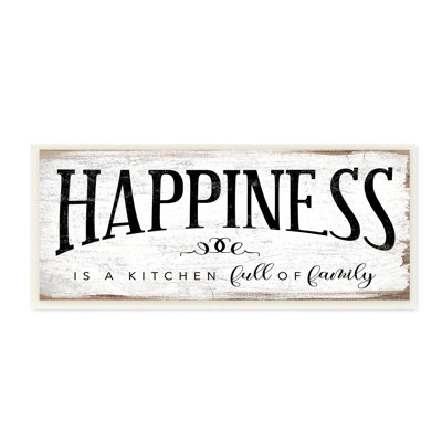 Happiness is Kitchen Full of Family Rustic Sentiments Wall Plaque Art by Daphne Polselli